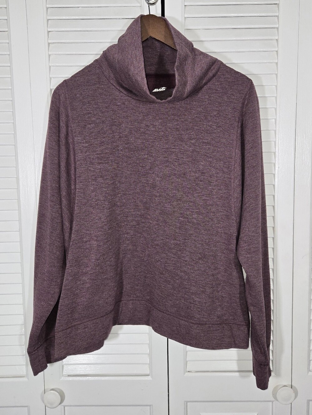 Avia Cropped Cowl Neck Long Sleeve Heather Plum Drop Shoulder Sweatshirt Sz XXL